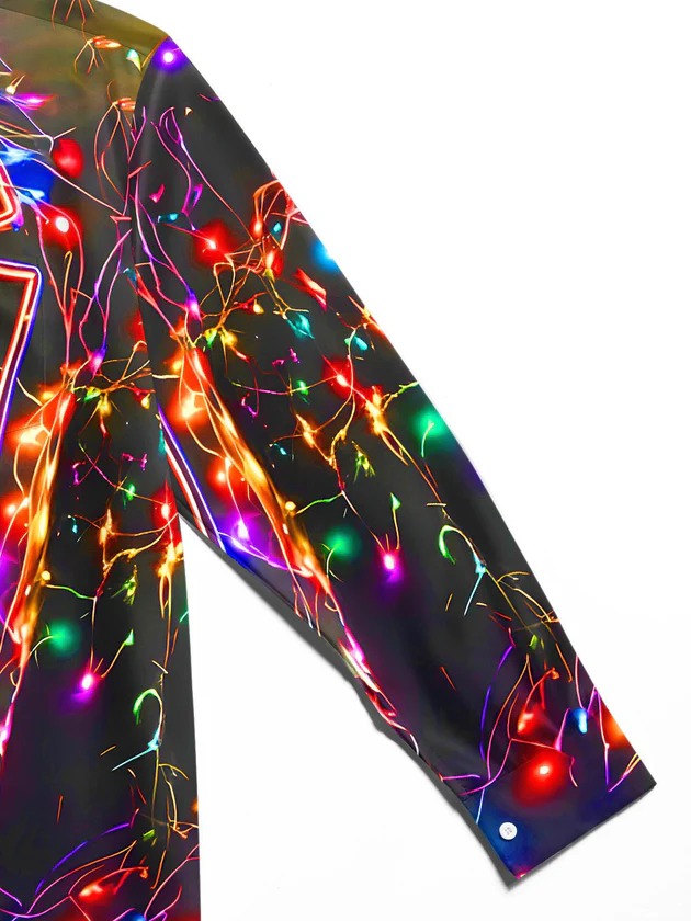 Funny Fairy Lights Gentleman's Bow TieXmas Men's Pocket Long Sleeve Shirts